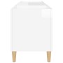 Mueble discos madera contrachapada blanco brillo 121x38x48 cm