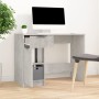 Escritorio de madera contrachapada gris hormigón 100x50x75 cm