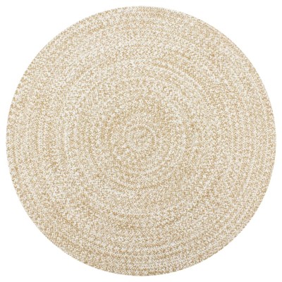 Alfombra de yute tejida a mano blanco y natural 120 cm