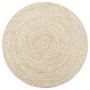 Alfombra de yute tejida a mano blanco y natural 120 cm