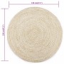 Alfombra de yute tejida a mano blanco y natural 120 cm