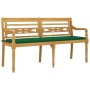Banco Batavia con cojín verde madera maciza de teca 150 cm
