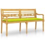 Banco Batavia con cojín verde brillo madera maciza teca 150 cm
