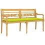 Banco Batavia con cojín verde brillo madera maciza teca 150 cm