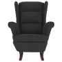 Sillón mecedora patas madera y taburete terciopelo negro