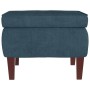 Sillón mecedora patas madera y taburete terciopelo azul