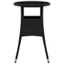 Mesa de jardín vidrio templado ratán sintético negro Ø60x75 cm