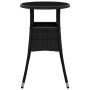 Mesa de jardín vidrio templado ratán sintético negro Ø60x75 cm