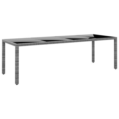 Mesa jardín vidrio templado ratán sintético gris 250x100x75 cm