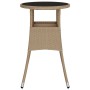 Mesa de jardín vidrio templado ratán sintético beige Ø60x75 cm
