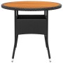 Mesa de jardín madera acacia y ratán sintético negro Ø80x75 cm
