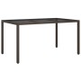 Mesa jardín vidrio templado ratán sintético 150x90x75 cm marrón