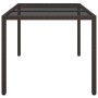 Mesa jardín vidrio templado ratán sintético 150x90x75 cm marrón