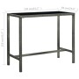 Mesa alta de jardín ratán sintético y vidrio gris 130x60x110cm