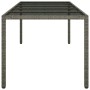 Mesa de jardín de vidrio templado ratán PE gris 250x100x75 cm