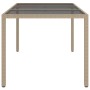 Mesa jardín vidrio templado ratán sintético 150x90x75 cm beige