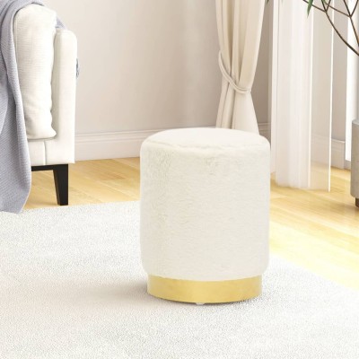 Hocker redondo blanco peluche