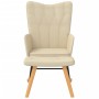 Silla mecedora con reposapiés tela color crema