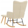 Silla mecedora con reposapiés tela color crema