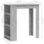 Mesa alta con estante almacenaje gris hormigón 102x50x103,5 cm