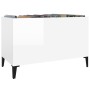 Mueble discos madera contrachapada blanco brillo 74,5x38x48 cm