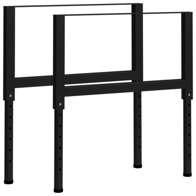 Estructura de banco de trabajo 2 uds metal 85x(69-95,5)cm negro