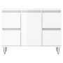 Mueble de baño madera de ingeniería blanco brillo 80x33x60 cm