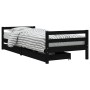 Estructura de cama niños con cajones madera pino negro 80x200cm