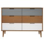 Mesita de noche MOLDE madera maciza de pino marrón 113x40x80 cm