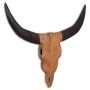 Escultura de cráneo de toro de pared de teca 69x6x60 cm