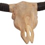 Escultura de cráneo de toro de pared de teca 69x6x60 cm