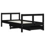 Estructura cama infantil y cajones madera pino negro 80x160 cm