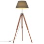 Lámpara de trípode madera maciza de teca marrón y negro 141 cm