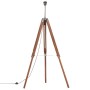 Lámpara de trípode madera maciza de teca marrón y negro 141 cm