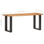 Banco con borde irregular madera maciza de acacia y acero 110cm