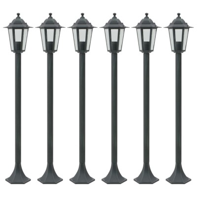 Farolas de jardín aluminio verde oscuro E27 110 cm 6 unidades