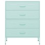 Armario de cajones de acero verde mint 80x35x101,5 cm