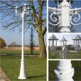 Farola de jardín 3 brazos aluminio blanco 215 cm