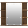 Mueble con espejo y luces LED roble marrón 70x16,5x60 cm