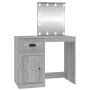 Tocador con LED madera contrachapada gris Sonoma 90x50x132,5cm