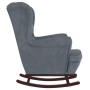 Silla mecedora patas de madera de caucho terciopelo gris oscuro