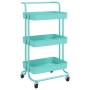 Carrito de cocina 3 niveles hierro y ABS turquesa 42x35x85 cm