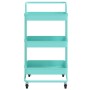 Carrito de cocina 3 niveles hierro y ABS turquesa 42x35x85 cm