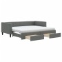 Sofá cama nido con cajones tela gris oscuro 90x190 cm
