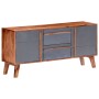 Aparador de madera maciza gris 120x30x55 cm