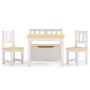 Mesa y sillas infantiles 4 piezas MDF blanco y beige