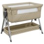Cuna con colchón tela de lino gris taupe