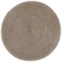 Puf hecho a mano gris claro 45x30 cm yute