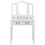 Juego de tocador y taburete madera paulownia blanco 80x69x141cm