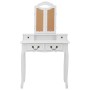 Juego de tocador y taburete madera paulownia blanco 80x69x141cm